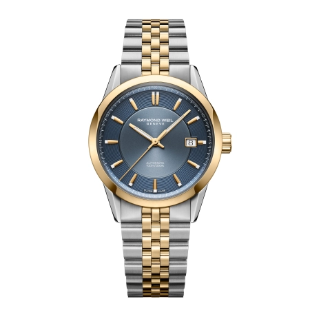 Freelancer Automatic Blue Dial Stainless Steel Two-tone Bracelet Watch, 38 mm